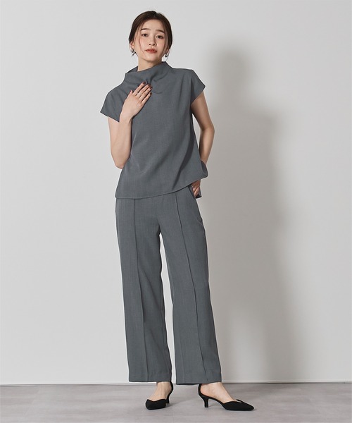 UR'S（ユアーズ）の「モックネックブラウス×パンツセットアップ（セットアップ・レディース・チャコール/グレー・S/M/L）」の10枚目の写真