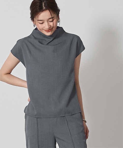 UR'S（ユアーズ）の「モックネックブラウス×パンツセットアップ（セットアップ・レディース・チャコール/グレー・S/M/L）」の11枚目の写真