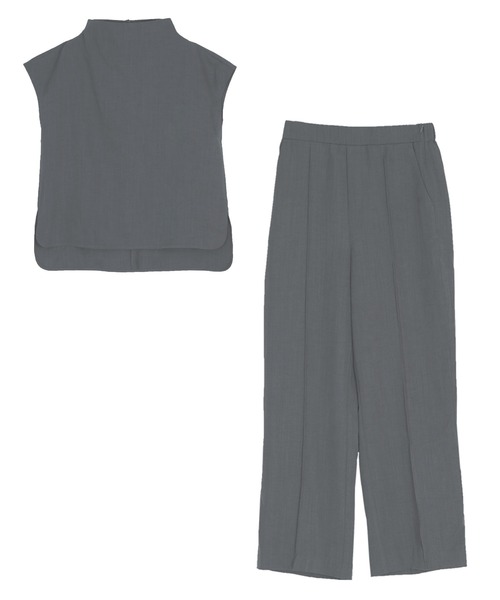 UR'S（ユアーズ）の「モックネックブラウス×パンツセットアップ（セットアップ・レディース・チャコール/グレー・S/M/L）」の19枚目の写真