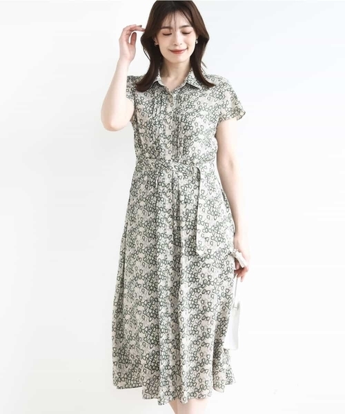オフオン（OFUON）/チェーンプリントワンピース/洗える セール】チェーンプリントワンピース/洗える（ワンピース）｜OFUON