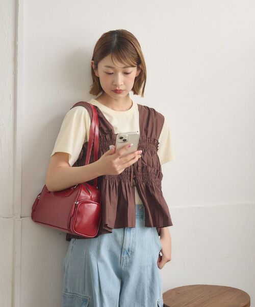 RETRO GIRL（レトロガール）の「【新色追加】ノースリフリルビスチェ（シャツ/ブラウス・レディース・ブラウン/オフホワイト/ブラック/ブルー・FREE）」の10枚目の写真