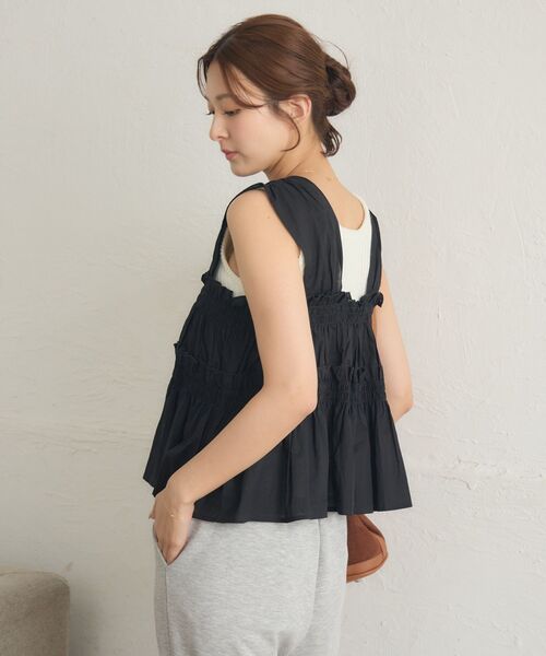 RETRO GIRL（レトロガール）の「【新色追加】ノースリフリルビスチェ（シャツ/ブラウス・レディース・ブラウン/オフホワイト/ブラック/ブルー・FREE）」の5枚目の写真