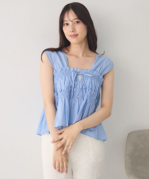 RETRO GIRL（レトロガール）の「【新色追加】ノースリフリルビスチェ（シャツ/ブラウス・レディース・ブラウン/オフホワイト/ブラック/ブルー・FREE）」の22枚目の写真