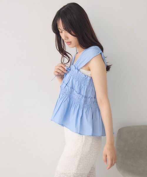 RETRO GIRL（レトロガール）の「【新色追加】ノースリフリルビスチェ（シャツ/ブラウス・レディース・ブラウン/オフホワイト/ブラック/ブルー・FREE）」の19枚目の写真