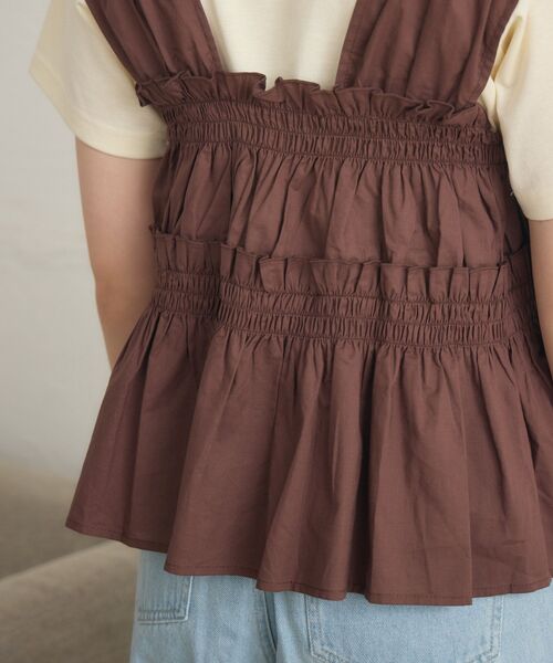 RETRO GIRL（レトロガール）の「【新色追加】ノースリフリルビスチェ（シャツ/ブラウス・レディース・ブラウン/オフホワイト/ブラック/ブルー・FREE）」の14枚目の写真
