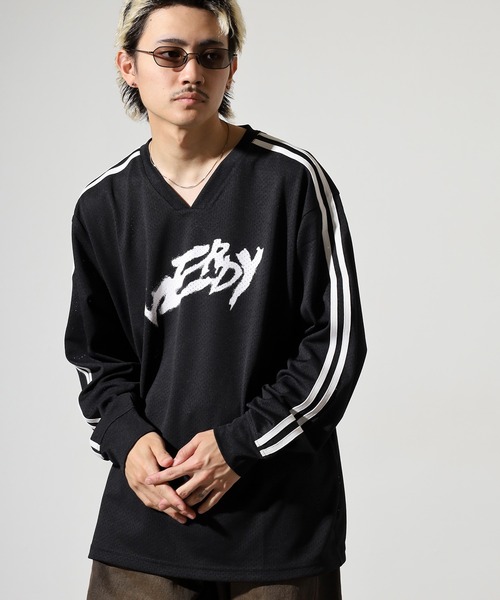 NERDY（ノルディ）の「スポーティーメッシュウォームアップ（Tシャツ/カットソー・メンズ・ブラック/グレー/パープル・L/S/M）」の20枚目の写真