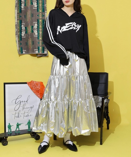 NERDY（ノルディ）の「スポーティーメッシュウォームアップ（Tシャツ/カットソー・メンズ・ブラック/グレー/パープル・L/S/M）」の7枚目の写真