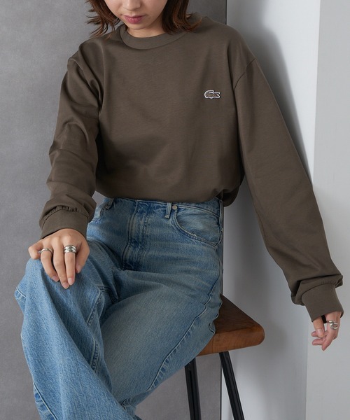 LACOSTE(ラコステ)の「【LACOSTE】ベーシックロングスリーブTシャツ TH5583-99(Tシャツ/カットソー・レディース・ネイビー/ブラック/ダークグリーン/ブラウン/ホワイト・L/M/S/XS/XL)」の4枚目の写真