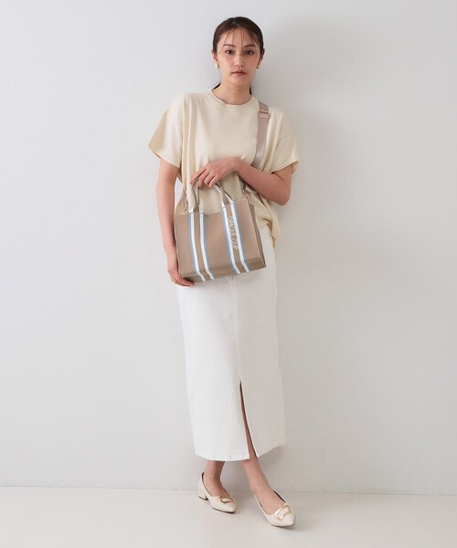 OPAQUE.CLIP（オペークドットクリップ）の「【2WAY】ラインハンドルスクエアニットミドルトートバッグ（トートバッグ・レディース・ブラック/ネイビー/ベージュ/ブラウン系その他・00）」の10枚目の写真