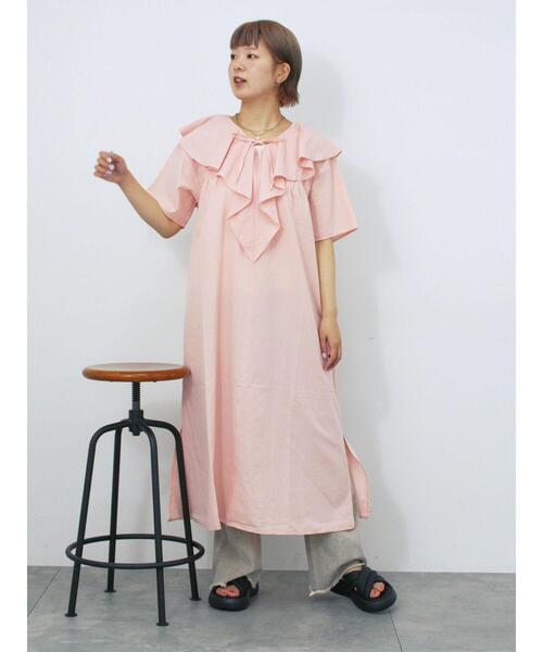 ehka sopo(エヘカソポ)の「ラッフルフリルワンピース(ワンピース・レディース・ピンク/オフホワイト/ブラック・F)」の8枚目の写真