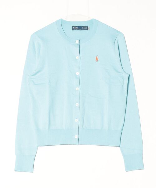 POLO RALPHLAURENアイボリーコットンクーネックカーディガンS新品 コットン クルーネック カーディガン （カーディガン・ボレロ