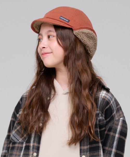 KRIFF MAYER Kid's Collection（クリフメイヤーキッズコレクション）の「裏ボアフライトキャップ（キャップ・キッズ・オフホワイト/カーキ/ブラック/レンガ・LARGE/MEDIUM）」の4枚目の写真