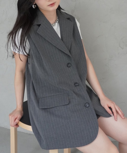 EIMY ISTOIRE(エイミーイストワール)の「タックバルーンジレ(その他アウター・レディース・グレー/ブラック/ベージュ/ホワイト・F)」の4枚目の写真