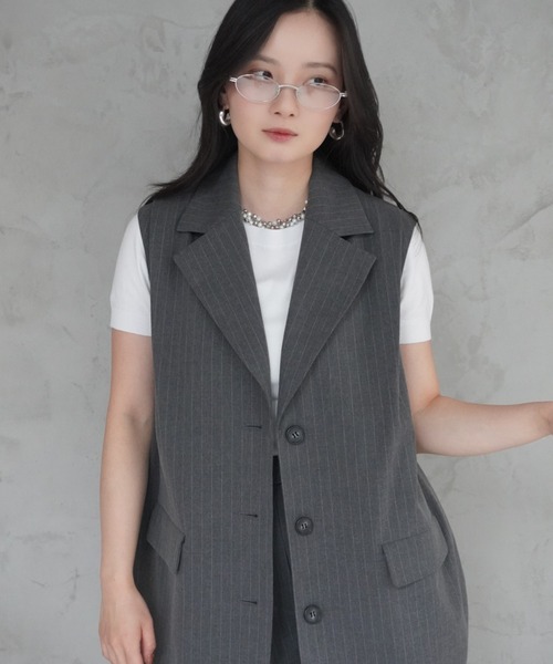 EIMY ISTOIRE(エイミーイストワール)の「タックバルーンジレ(その他アウター・レディース・グレー/ブラック/ベージュ/ホワイト・F)」の10枚目の写真