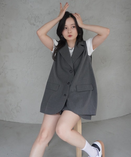 EIMY ISTOIRE(エイミーイストワール)の「タックバルーンジレ(その他アウター・レディース・グレー/ブラック/ベージュ/ホワイト・F)」の13枚目の写真