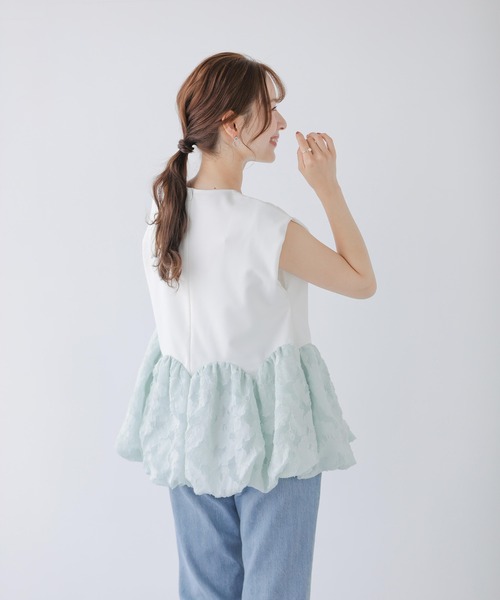 Fit more（フィットモア）の「裾カーブバルーントップス（Tシャツ/カットソー・レディース・ミント/ピンク/ブラック・FREE）」の7枚目の写真