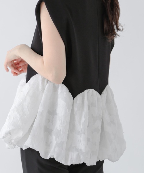 Fit more（フィットモア）の「裾カーブバルーントップス（Tシャツ/カットソー・レディース・ミント/ピンク/ブラック・FREE）」の4枚目の写真
