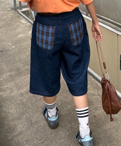 CIAOPANIC TYPY（チャオパニックティピー）の「【UNISEX】バックチェックポケットハーフパンツ（その他パンツ・レディース・ベージュ/インディゴブルー/ブラック・MEDIUM/LARGE）」の6枚目の写真