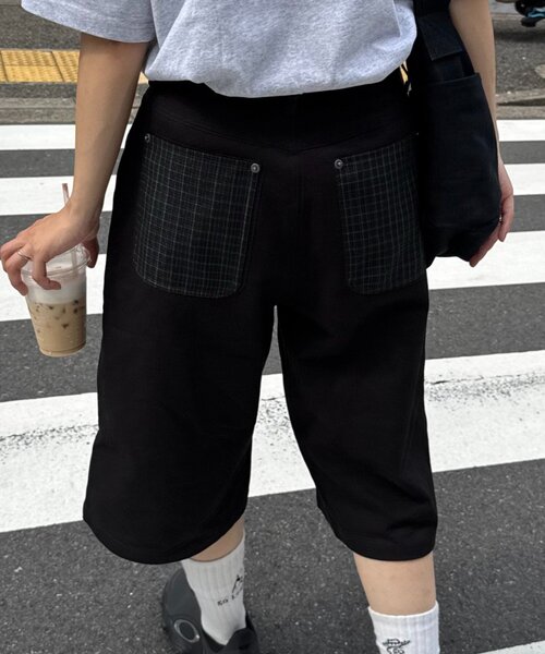 CIAOPANIC TYPY（チャオパニックティピー）の「【UNISEX】バックチェックポケットハーフパンツ（その他パンツ・レディース・ベージュ/インディゴブルー/ブラック・MEDIUM/LARGE）」の9枚目の写真