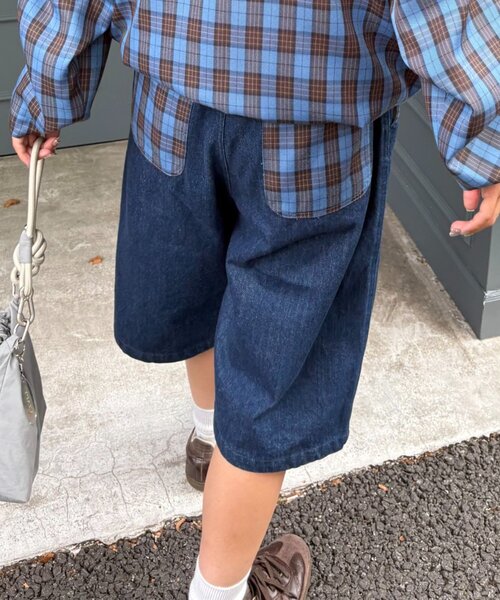 CIAOPANIC TYPY（チャオパニックティピー）の「【UNISEX】バックチェックポケットハーフパンツ（その他パンツ・レディース・ベージュ/インディゴブルー/ブラック・MEDIUM/LARGE）」の21枚目の写真