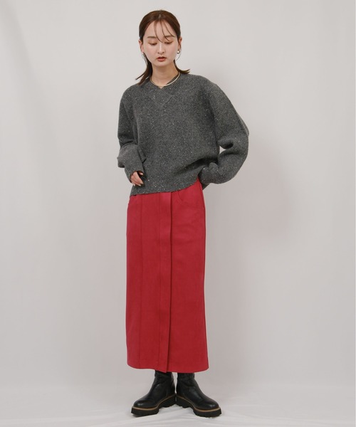 palm RICHE(ポームリシュ)の「ストレッチスエードタイトスカート(スカート・レディース・レッド/ブラック/アイボリー・M)」の20枚目の写真