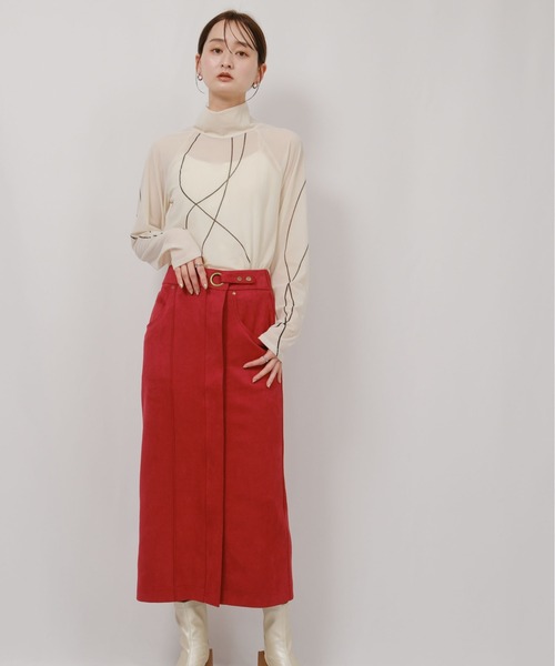 palm RICHE(ポームリシュ)の「ストレッチスエードタイトスカート(スカート・レディース・レッド/ブラック/アイボリー・M)」の18枚目の写真