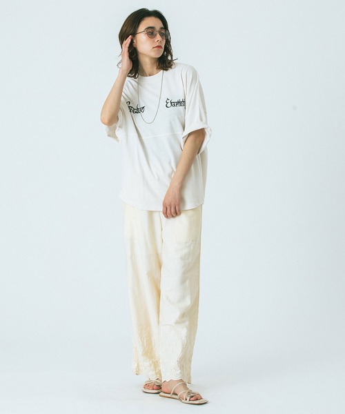HLAADA(フラーダ)の「(HLAADA for ROSEBUD)EMBROIDERY FOOT BALL TEE(Tシャツ/カットソー・レディース・ホワイト/ブラウン・ONE SIZE)」の9枚目の写真