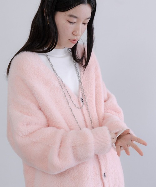 LOWRYS FARM（ローリーズファーム）の「【LFM(U)】シャギーヤーンカーディガン　 571346（カーディガン/ボレロ・メンズ・ブルー/チャコールグレー/グレー/ブラウン/イエロー/ピンク・FREE）」の6枚目の写真