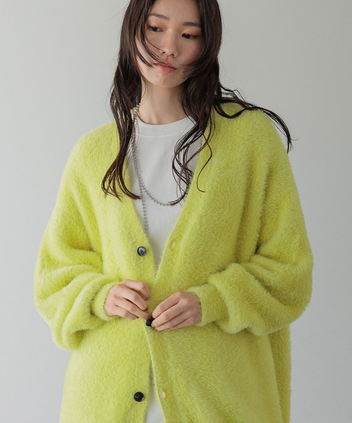 ロージーモンスター　スケスケカーディガン　ライムイエロー　新品 セール】【LFM(U)】シャギーヤーンカーディガン 571346（カーディガン