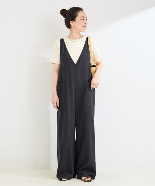 B.C STOCK　 Vネック サロペット B.C STOCK｜ウォッシャブル / ディープVリーンサロペット