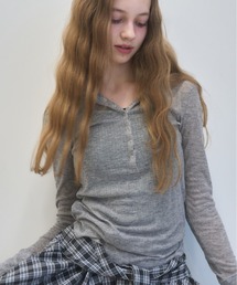 Birthday room | シアーフードヘンリーネックロンT/sheer hooded henry neck long t-shirt(Tシャツ/カットソー)
