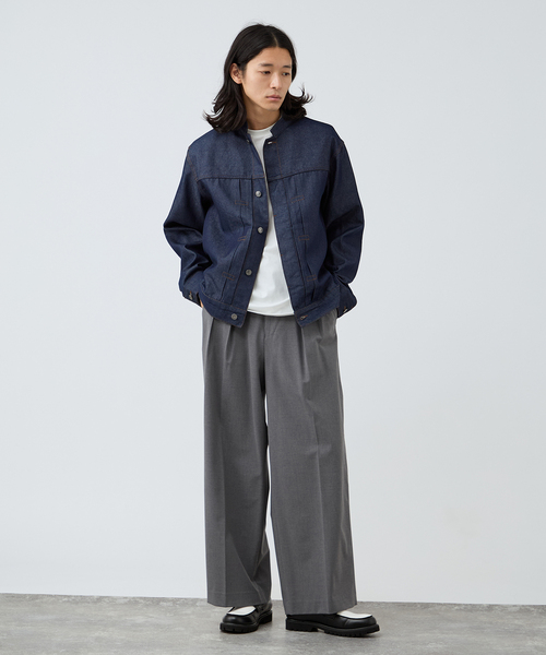 B.C STOCK（ベーセーストック）の「8.5oz テンセルデニム BRIGHT スタンドカラージャケット（デニムジャケット・メンズ・ブラック/ネイビー・MEDIUM/LARGE）」の7枚目の写真