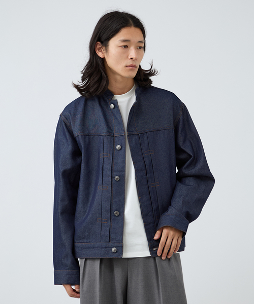 B.C STOCK（ベーセーストック）の「8.5oz テンセルデニム BRIGHT スタンドカラージャケット（デニムジャケット・メンズ・ブラック/ネイビー・MEDIUM/LARGE）」の8枚目の写真