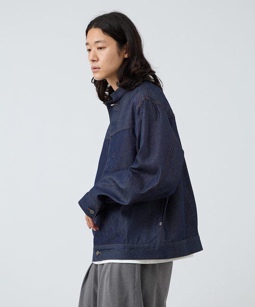 B.C STOCK（ベーセーストック）の「8.5oz テンセルデニム BRIGHT スタンドカラージャケット（デニムジャケット・メンズ・ブラック/ネイビー・MEDIUM/LARGE）」の9枚目の写真