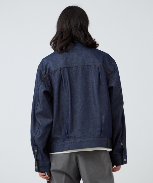 B.C STOCK（ベーセーストック）の「8.5oz テンセルデニム BRIGHT スタンドカラージャケット（デニムジャケット・メンズ・ブラック/ネイビー・MEDIUM/LARGE）」の10枚目の写真