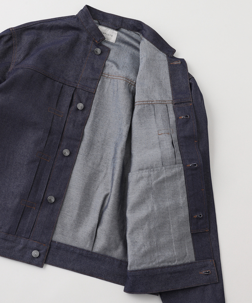 B.C STOCK（ベーセーストック）の「8.5oz テンセルデニム BRIGHT スタンドカラージャケット（デニムジャケット・メンズ・ブラック/ネイビー・MEDIUM/LARGE）」の13枚目の写真