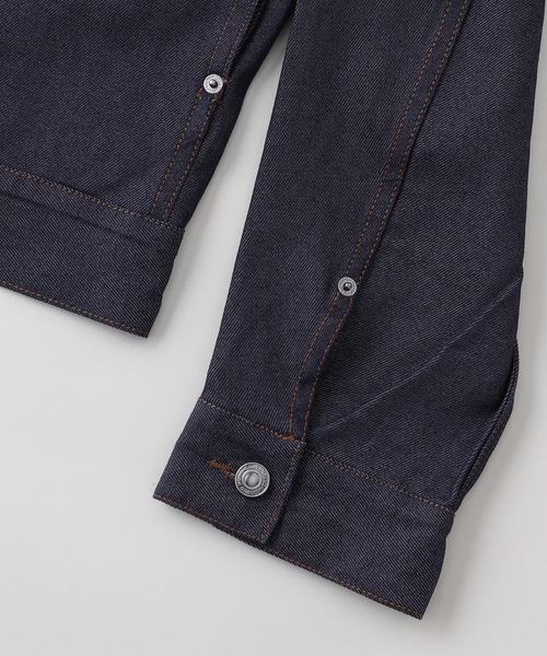 B.C STOCK（ベーセーストック）の「8.5oz テンセルデニム BRIGHT スタンドカラージャケット（デニムジャケット・メンズ・ブラック/ネイビー・MEDIUM/LARGE）」の15枚目の写真