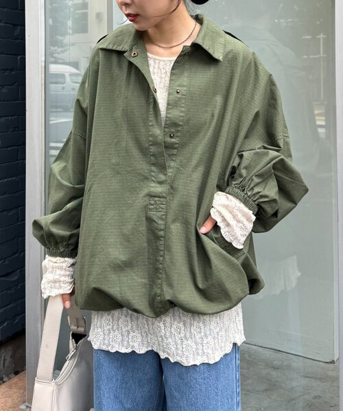 CIAOPANIC TYPY(チャオパニックティピー)の「【シーズンレスで活躍】リップストップオーバーサイズアノラック(ブルゾン・レディース・ブラック/カーキ/アイボリー・ONE SIZE)」の3枚目の写真