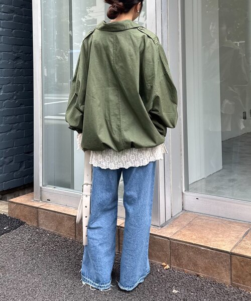 CIAOPANIC TYPY(チャオパニックティピー)の「【シーズンレスで活躍】リップストップオーバーサイズアノラック(ブルゾン・レディース・ブラック/カーキ/アイボリー・ONE SIZE)」の14枚目の写真