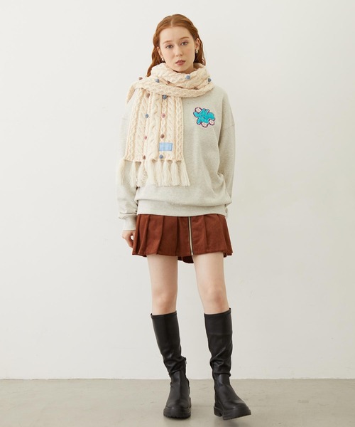 MILKFED.（ミルクフェド）の「FLOWER LOGO CHENILLE EMBROIDERY SWEAT TOP（スウェット・レディース・ライトブルー/ブラック/オートミール・M/L）」の13枚目の写真