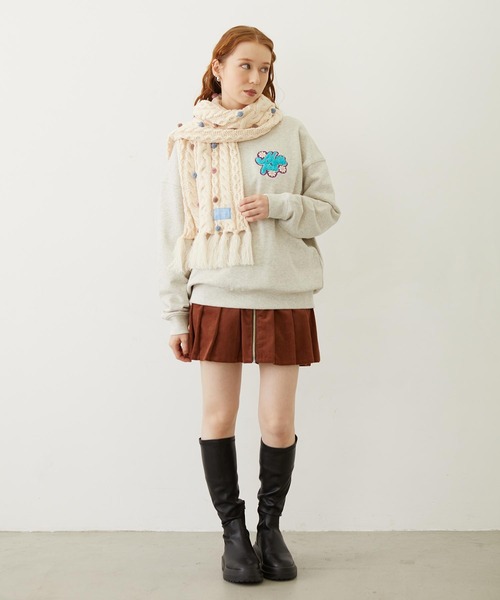 MILKFED.（ミルクフェド）の「FLOWER LOGO CHENILLE EMBROIDERY SWEAT TOP（スウェット・レディース・ライトブルー/ブラック/オートミール・M/L）」の14枚目の写真