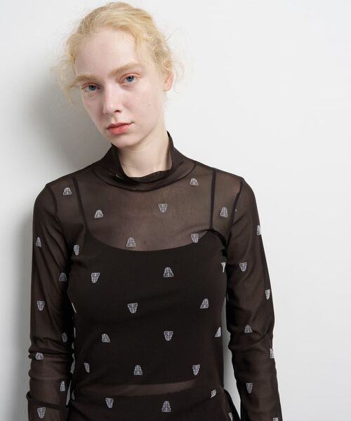 LANVIN en Bleu(ランバンオンブルー)の「ART DECO 100th Anniversaryフロッキープリントチュールカットソー(Tシャツ/カットソー・レディース・ブラウン・38)」の7枚目の写真