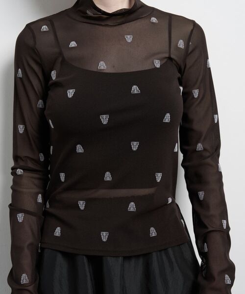 LANVIN en Bleu(ランバンオンブルー)の「ART DECO 100th Anniversaryフロッキープリントチュールカットソー(Tシャツ/カットソー・レディース・ブラウン・38)」の5枚目の写真