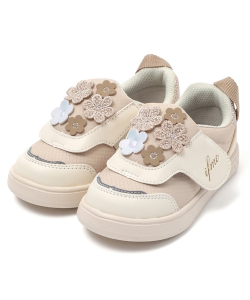 IFME（イフミー）の「KIDS｜ifme CALIN フラワーブーケスニーカー[リンクコーデ]（スニーカー・キッズ・ベージュ/パープル/グレー・15.0cm/15.5cm/16.0cm/16.5cm/17.0cm/17.5cm/18.0cm/18.5cm/19.0cm/19.5cm/20.0cm/20.5cm/21.0cm）」の3枚目の写真