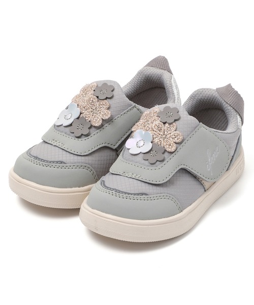 IFME（イフミー）の「KIDS｜ifme CALIN フラワーブーケスニーカー[リンクコーデ]（スニーカー・キッズ・ベージュ/パープル/グレー・15.0cm/15.5cm/16.0cm/16.5cm/17.0cm/17.5cm/18.0cm/18.5cm/19.0cm/19.5cm/20.0cm/20.5cm/21.0cm）」の2枚目の写真