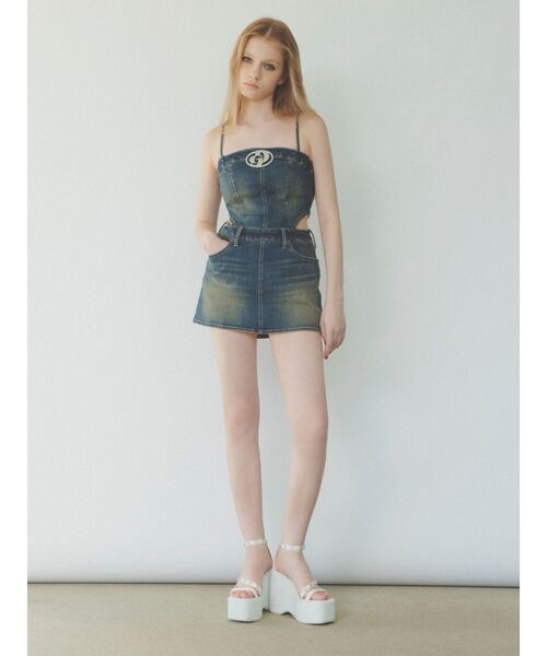 セール】GD MOLD SIDE OPENスカートライクデニムワンピース