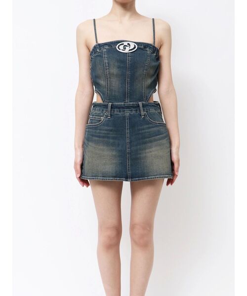 GYDA（ジェイダ）の「GD MOLD SIDE OPENスカートライクデニムワンピース（ワンピース・レディース・ライトブルー/インディゴブルー・SMALL/MEDIUM）」の12枚目の写真
