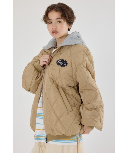 RODEO CROWNS WIDE BOWL（ロデオクラウンズワイドボウル）の「キルティングフードブルゾン（ブルゾン・レディース・ブラック/ベージュ/オフホワイト/マルチ・FREE）」の19枚目の写真