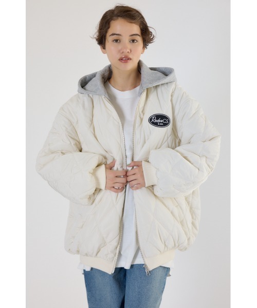 RODEO CROWNS WIDE BOWL（ロデオクラウンズワイドボウル）の「キルティングフードブルゾン（ブルゾン・レディース・ブラック/ベージュ/オフホワイト/マルチ・FREE）」の10枚目の写真