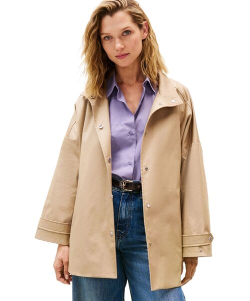 TOMMY HILFIGER(トミーヒルフィガー)の「コットンブレンドリラックスジャケット(ブルゾン・レディース・ベージュ・S-M/S/XS)」の1枚目の写真
